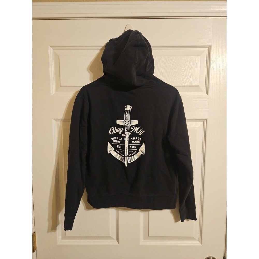 OBEY Mfg. Hoodie Black Dead Men Tell No Tales Mens Size M Medium Sink Or Swim